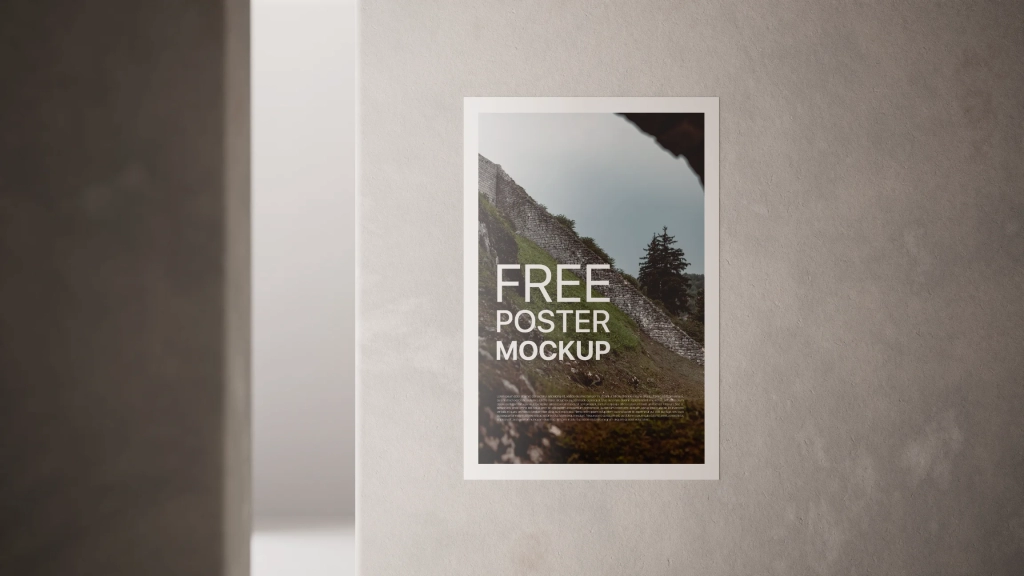 Free psd poster on the wall template